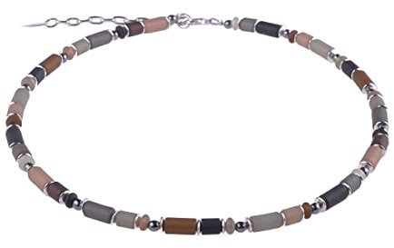 Adi-Modeschmuck zarte Polaris Zylinder Kette Elif (grau/braun)