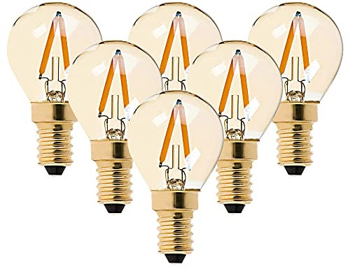 Century Light 6 Stück G40 Edison Vintage Led E14 Glühbirne 1 Watt, 2200K Warmweiß,Mittel Schraube E14, getönter Glasbeschichtung, 60 Lumen Ersetzt 10 Watt Glühlampen, CRI>90,No Dimmbar