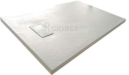 Piatto doccia 90x160 Bianco H.2.6 cm effetto pietra ardesia SMC in resina termoformata.
