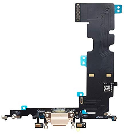 Johncase OEM Charging Port Dock Connector Flex Cable + Microphone + Cellular Antenna + Vibration Motor Connector Replacement Part Compatible for iPhone 8 Plus All Carriers (Gold)