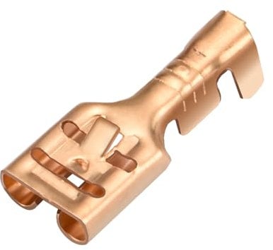 Heschen 100 terminales de crimpado de pala de 6,3 mm, latón, no aislados, para cables de 1 a 1,5 mm²