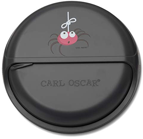 Anton & Sophie Carl Oscar SnackDISC ★ mit Namen PERSONALISIERBAR ★ die drehbare Snackdose ★ 5 Feste Fächer ★ Brotbox, Brotdose, Snackbox (dunkelgrau (ohne Namen))