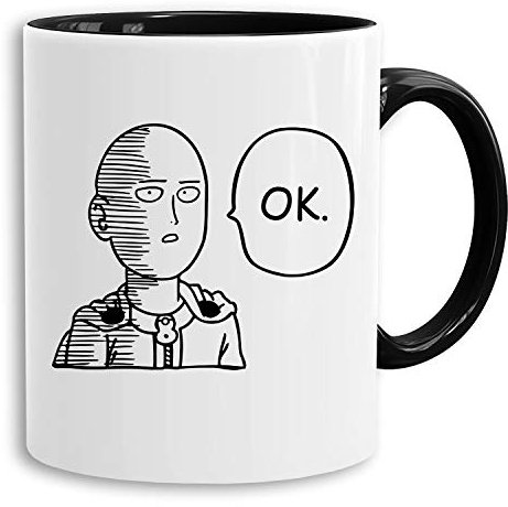 Saitama OK - tasse à café Mug cadeau Son One Punch Luffy Naruto Saitama One Dragon Goku Ball Piece Man Db, Farbe2:Blanc