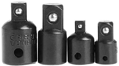 Bestgle 4 Pcs Adaptador para Llave de Carraca Juego de Adaptadores De Reductor Convertidor de Adaptadores, 4 Unidades,1/4 - 3/8 - 1/2 (Negro)