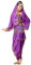Wuchieal Bauchtanz Kostüm 4 Teile Oberteil Hose Hüftschal Schleier für Damen (Lila, One Size)