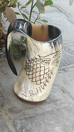 Nautical Replica Hub Game of Thrones Stark Sigil Wolf Viking Drinking Horn Mug Cup Beer Wine Mead Ale