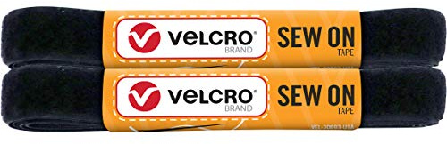 VELCRO Brand Klebeband zum Aufnähen, 1,5 m x 1,9 cm, für Stoffe, Kleidung und Handwerk, Ersatz für Druckknöpfe und Knöpfe, Streifen auf Länge zuschneiden, Schwarz