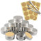 TIANZD 10 Stück Leere 50 ml Rund Silber Aluminium Tins Schraubdose Cremedose Alu-Tiegel Dosen mit Schraub-Deckel 5ml Aludose Blechdosen für Kosmetik Kerze Salben 3x Löffel, 12x Etikette