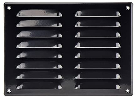 Steinberg14 Grille d'Aération Rectangulaire 260x190mm - Noire Grille de Ventilation en Métal - Registre d'évacuation d'air Avec Moustiquaire - Couvercle d'évent Interne pour Mur et Plafond