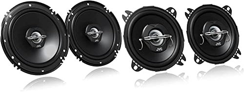 JVC Altavoces Coaxiales para Coche CS-J620X Equipo de Audio de 2 Vías, Woofer y Tweeter, Color Negro + CS-J420X Altavoces coaxiales para Coche (21 W RMS, 45 22000 Hz, 10cm (4'), 2 vías), Negro