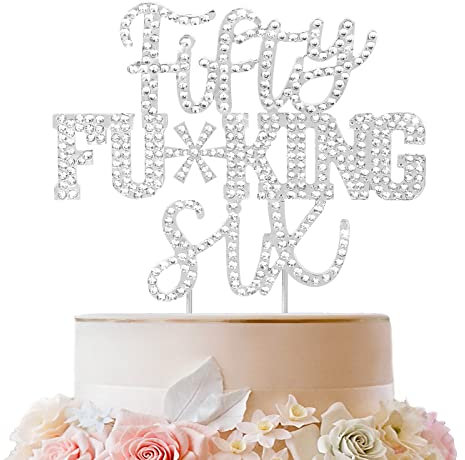 LINGTEER Fifty Six lustiger silberfarbener Strass-Kuchenaufsatz – Cheers to 56. Geburtstag 56 Jahre alt Jubiläum Party Kuchen Tafelaufsätze Dekoration Geschenk Schild