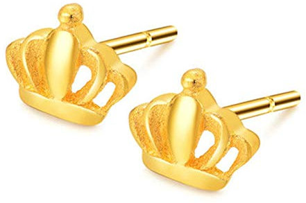 Ohrringe aus 18 Karat Gold für Damen, Krone Ohrstecker Gold