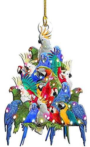 FEILINKA Merry Christmas Ornaments Wooden Hanging Baubles Xmas Tree Pendants Figurines Dog Shark Dolphin Parrot Pendant Decoration