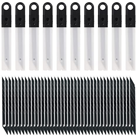 MANUFORE 100PCS 9mm Snap-off Replacement Blades 30 Degree SK5 Black Blades for 9mm Universal Art Knife for Wallpaper, Paper, Eyebrow Pencil, Crafts