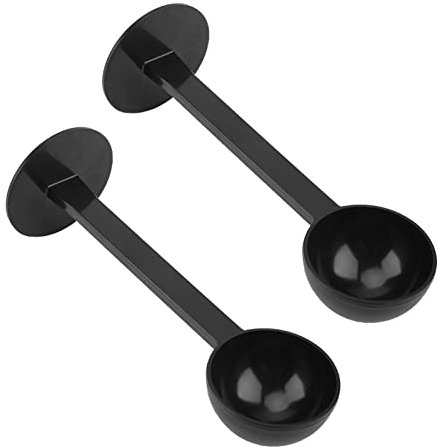 Juego de 2 cucharas medidoras de café, cuchara medidora de café de plástico multifuncional, cucharas de café pequeñas negras, cucharas de café espresso reutilizables