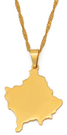 YUANYIRAN Serbien Kosovo Karte Anhänger Halsketten Hip Hop Klassisches Persönlichkeit Design Für Unisex Schmuck Serbien Kosovo Karten Ethnische Halskette Süße Charming Glückliche Geschenke, Gold