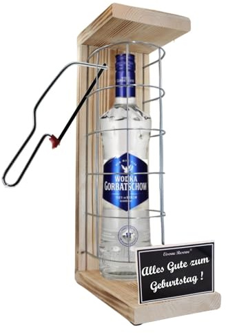Wodka Gorbatschow Geschenk Geburtstag - Eiserne Reserve Gitterkäfig Text s/w Alles Gute zum Geburtstag Vodka (1 x 0.70 l)