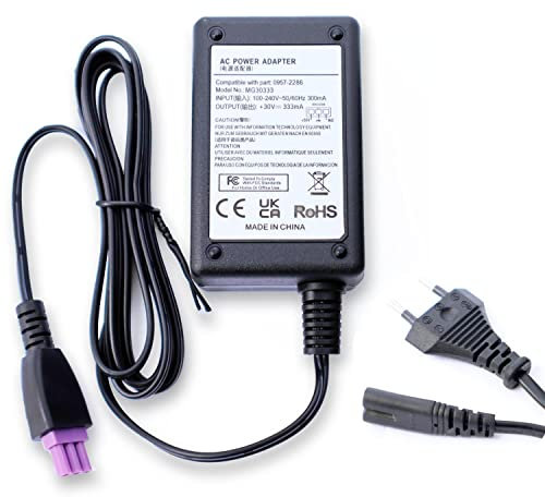 ENJOY-UNIQUE Cargador Adaptador de Corriente de Cable alimentación de CA 30v Compatible con Impresora HP Officejet J110 J510K J611, Deskjet 1000 2516 3055A reemplaza 0957-2286, 0957-2290, 0957-2398