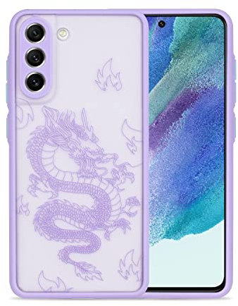 Ownest Kompatibel mit Samsung Galaxy S21 FE Hülle, Drachen Transparent Silikon Cute Muster Tier Karikatur Matt PC 3D Cover Schutzhülle Lila Drachen