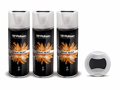 Polisan Spray Paint | Signal Black | Perfect for Radiator, Plastic, Fabric, Metal, Wood, Bike, Marking | 3 x 400ml | RAL 9004 | Triple Pack