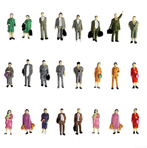 AIDNTBEO 100 Stück/200 Stück, Maßstab 1:87, Modelleisenbahnen, bemalte Figuren, Passagiere, Menschen