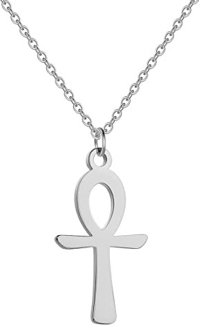 EUEAVAN Collier avec pendentif croix égyptienne Ankh pour femme - Amulette coptique égyptienne - Clé de vie - Collier ras du cou classique - Bijoux personnalisés, Acier inoxydable, Pas de gemme