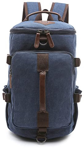 DORRISO Mode Hommes Sac à Dos Portable de Voyage Universitaire Sac à Dos Grande pour 15.0 Pouces Ordinateur Cartable pour Travail Camping Alpinisme Hommes Toile Backpack Bleu