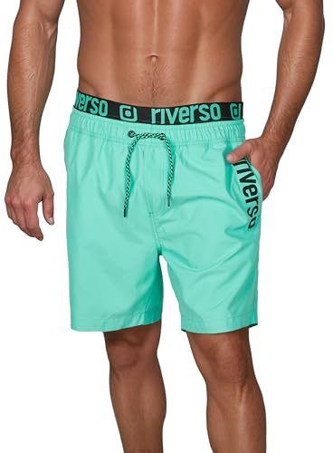 riverso Badehose Herren Regular Fit RIVBobby Badeshorts Sporthose Schwimmhose Shorts Kurze Hosen Print Elastischer Bund Schwarz Grün Orange Rot S M L XL XXL 3XL 4XL 5XL