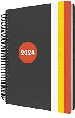 Collins Debden Delta Terminplaner 2024, A5, ein Tag pro Seite (mit Terminen) – Lifestyle-Planer und Organizer für Büro, Arbeit, persönliches Zuhause, Januar Dezember täglich, Orange, FP51.44-24