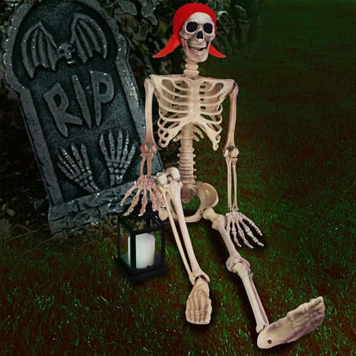 yosager 90 cm Halloween-Skelett, Ganzkörper-Skelett, lebensgroße menschliche Knochen, Pose-N-Stay realistisch mit verstellbaren Gelenken, Pose Skelett-Requisite, Spukhaus-Dekor