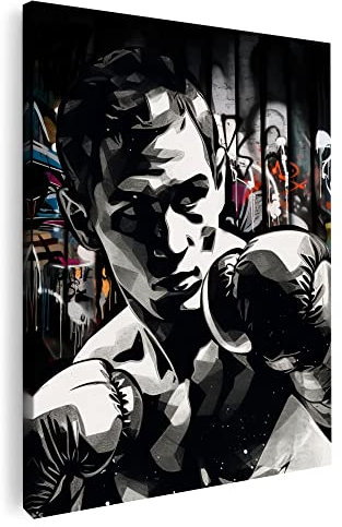Artmazing | Boxer Graffiti Modern Art Bild | S-Art Bild | Leinwand Bilder | Wandbilder Modern | Boxer Street Art | Designer Bilder | Wandbild XXL | Coole Bilder | Boxer Leinwand Hochformat