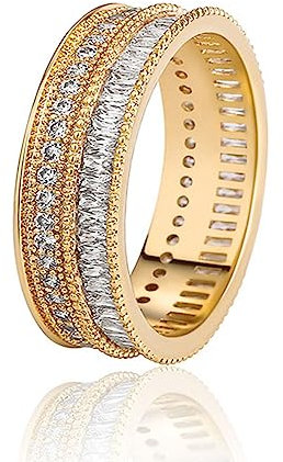 Männer Hip Hop Ring Iced Out Zirkonia Schmuck 18K Gold Versprechen Engagement Hochzeit-Bands für Rapper Party,Gold,11