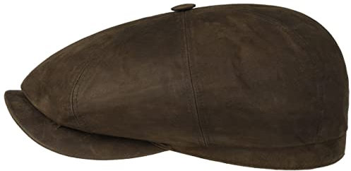 Stetson Hatteras Oily Goat Flatcap - Dunkelbraune Mütze - Elegante Ledercap - Schirmmütze aus Leder - Wetterfest - Made in Germany - Herren - Herbst/Winter Dunkelbraun 58 cm