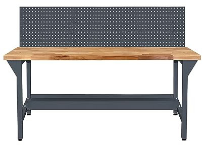PROREGAL Werkbank Rhino Plus mit Lochplatte | HxBxT 131x150x70cm | Traglast 500kg | Anthrazitgrau | Werkstatttisch Werktisch Packtisch Arbeitstisch