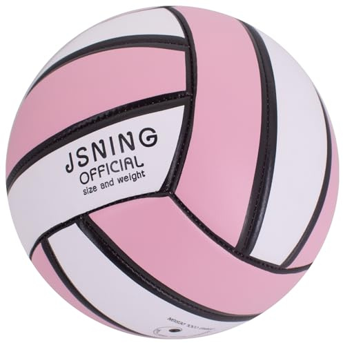 JSNING Volleyball mit Pumpe, Volleyball, weicher Griff, Volley Lite für drinnen und draußen, Strandspiel, offizielle Größe 5, klassisches, minimalistisches Design