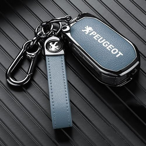 VOLBOZ Coque de Clé de Voiture pour Peugeot 308 207 301 408 508 3008 2008, Étui de Protection pour Clé de Voiture, Housse pour Clé De Voiture, Porte-ClÉS de Voiture Portable Accessoires,E Blue2