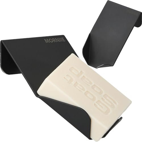 MORNIIE Selbstentleerender Seifenhalter, Wandmontage, Seifenschale für Dusche, rostfreie Seifenschale aus Aluminium, Schwarz, 1 Stück