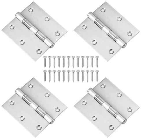TAIANJI 4 Pcs Door Hinges 3 Inch Hinge Heavy Duty Door Butt Hinge Stainless Steel Hinges for Wood Ball Bearing Brushed Smooth, Door Hinges Hard Chrome Plating Will Not Rust, 7.5cm x 7.5cm