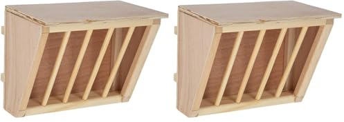 Kerbl Heuraufe aus Holz mit Sitzbrett für Stall/Auslauf, Für Kaninchen/Hasen/Meerschweinchen/Nager, 25 x 17 x 20 cm (Packung mit 2)