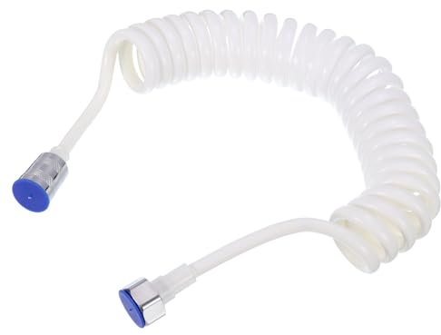 sourcing map Spring Flexible Shower Hose, 3Meter/118inch Flexible Telescopic Shower Hose with Copper Interface Nut for Toilet Faucet, White