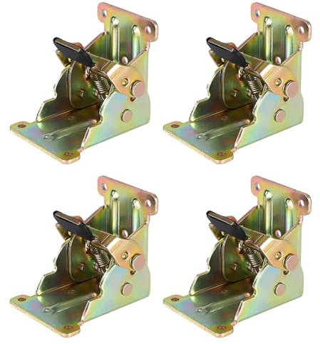 Tischbein-Scharniere, bunt, verzinkt, selbstsichernd, 90 Grad, Metall-Möbelbeinhalterungen mit Schrauben für Schreibtisch, Bett, Werkbank, 4 Stück