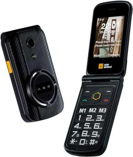 AGM M8 FLIP Klapphandy ohne Vertrag 4G, Seniorenhandy mit großen Tasten,Wasserdicht, SOS, Kompatibel mit Hörgeräten, kurzwahl, 104 dB Lautsprecher Dual-SIM 1500 mAh Schwarz
