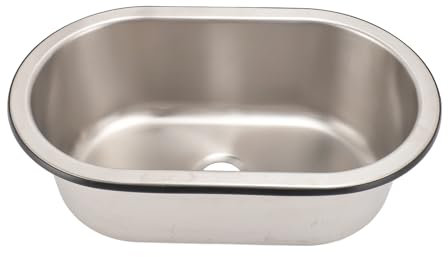 Barspüle aus Edelstahl, Ovales Einzelbecken, Aufsatzwaschbecken mit Rundem 40-mm-Abfluss, Tiefes Unterbauwaschbecken für Wohnwagen, Wohnküche, Boot
