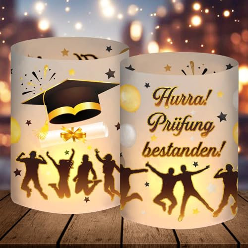12 Windlicht Tischdeko, Prüfung Bestanden Geschenk, Abitur 2025 Deko, Graduation Deko, Abi Bachelor Matura Abschluss Abschlussfeier Party Tisch Deko
