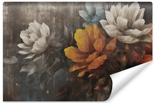 Muralo Fototapete Vlies 3D, Blumen, Beton-Optik, Kunstdruck - 90x60 cm