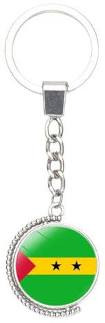 JRZEOCI Schlüsselanhänger Mit Nationalflagge Von Sao Tome Und Principe – Schlüsselanhänger Mit Afrikanischer Länderflagge, Doppelseitiger, Drehbarer Schlüsselanhängerring, Origin