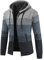 UUAISSO Uomo Felpe con Cappuccio Maglia Pullover Foderato in Pile Cardigan Cerniera Intera Casual vestibilità Regolare Cappuccio Grigio Chiaro + Blu Navy L