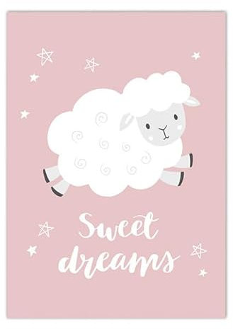 Poster Mural Moutons Rose Blanche Tableau Decoration Murale Affiche Murale Tableau Peinture sur Toile Tableau Decoration Murale Salon Tableaux, Posters et Arts Décoratifs Sans Cadre 50x70cm/1 Pcs