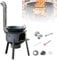 PXDOHQAW Zelt Herd,Camping Holzofen, Holzofen, Eisen Portable Rocket Herd, Holzofen Mit Schornstein Rohr/One Color/48Cm/19In