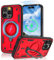 Jshru 3 in 1 Magnetic for iPhone 15 Pro Max Case,Compatible with MagSafe | Built-in Stand | 2 Pack HD Screen Protector,Military-Grade Shockproof Protective Cover for iPhone 15 Pro Max,Red